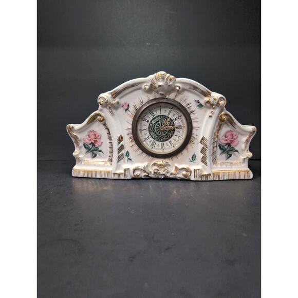 Lanshire Electric Rose Mantle Clock With Candle Holders, Vintage, Read Desc - Picture 1 of 9